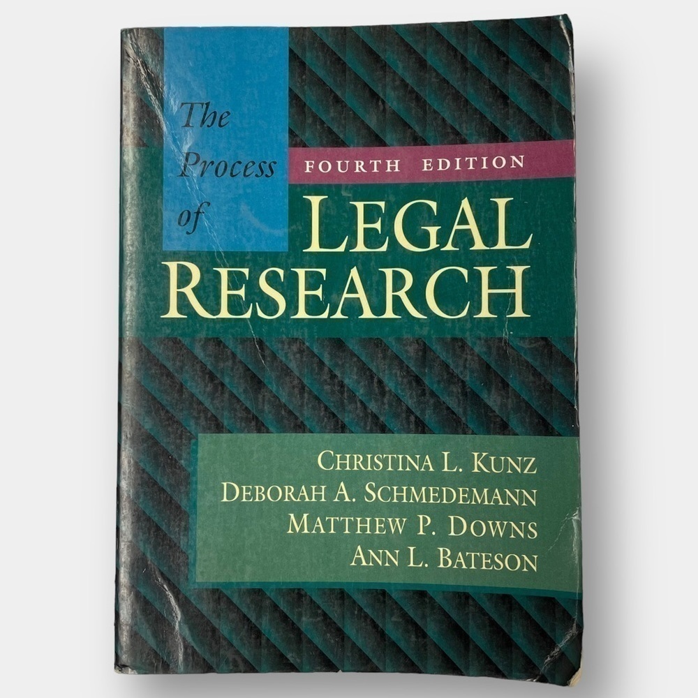 The Process of Legal Research Book 4th Fourth Edition 1996